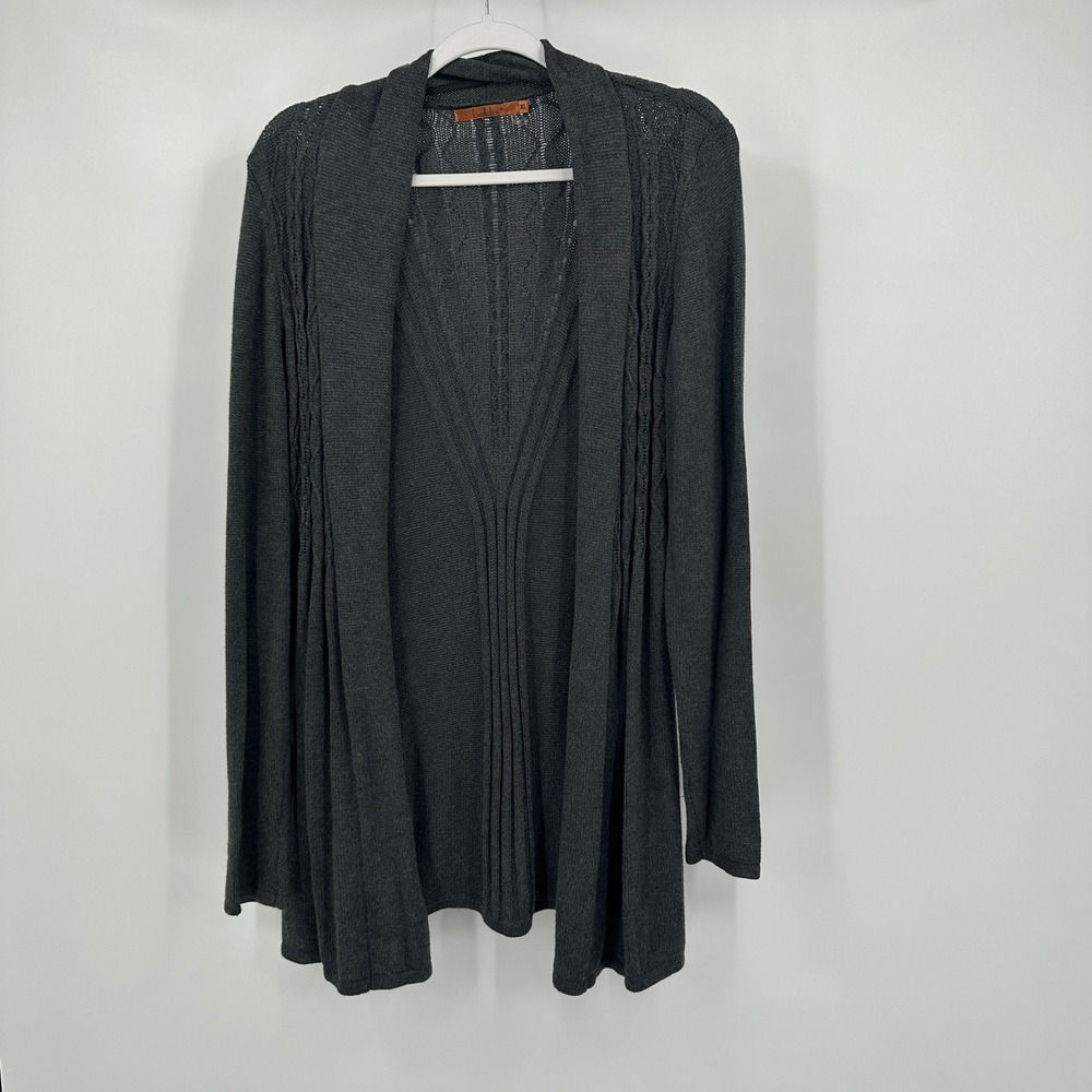Womens Old Money Minimalist Knit Cardigan Sweater Size XL‎ Gray Duster Classic